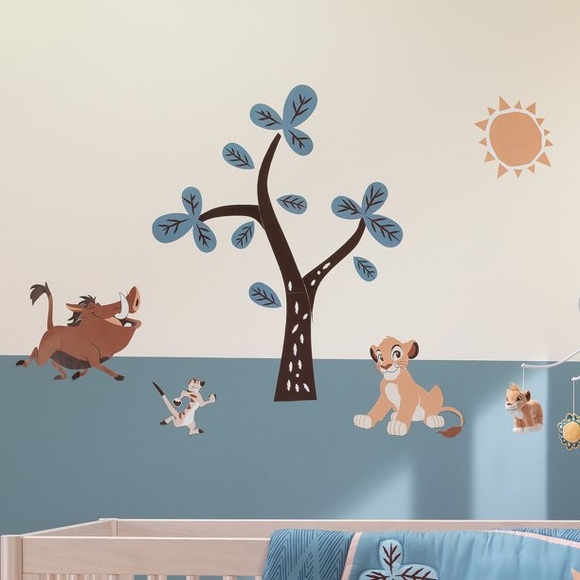Lambs & Ivy Disney Baby Lion King Adventure Tree with Simba/Timon/Pumbaa Wall - Picture 1 of 7